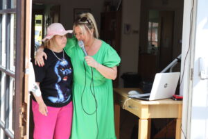 Two woman singing